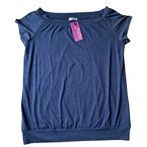 Halife Womens Blue Boat‎ Neck Short Sleeve Tunic Top With Tag Size XL